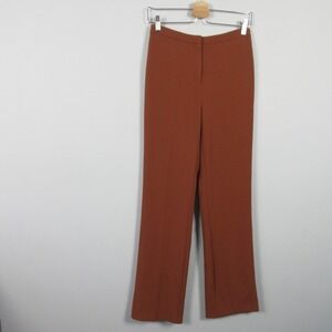 Aritzia Babaton Pants Women 6 Orange Flat Front High Rise Minimalist Flare 362